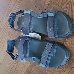 New Lacoste Suruga Premium Men Navy Blue Adjustable Sandals Size 9